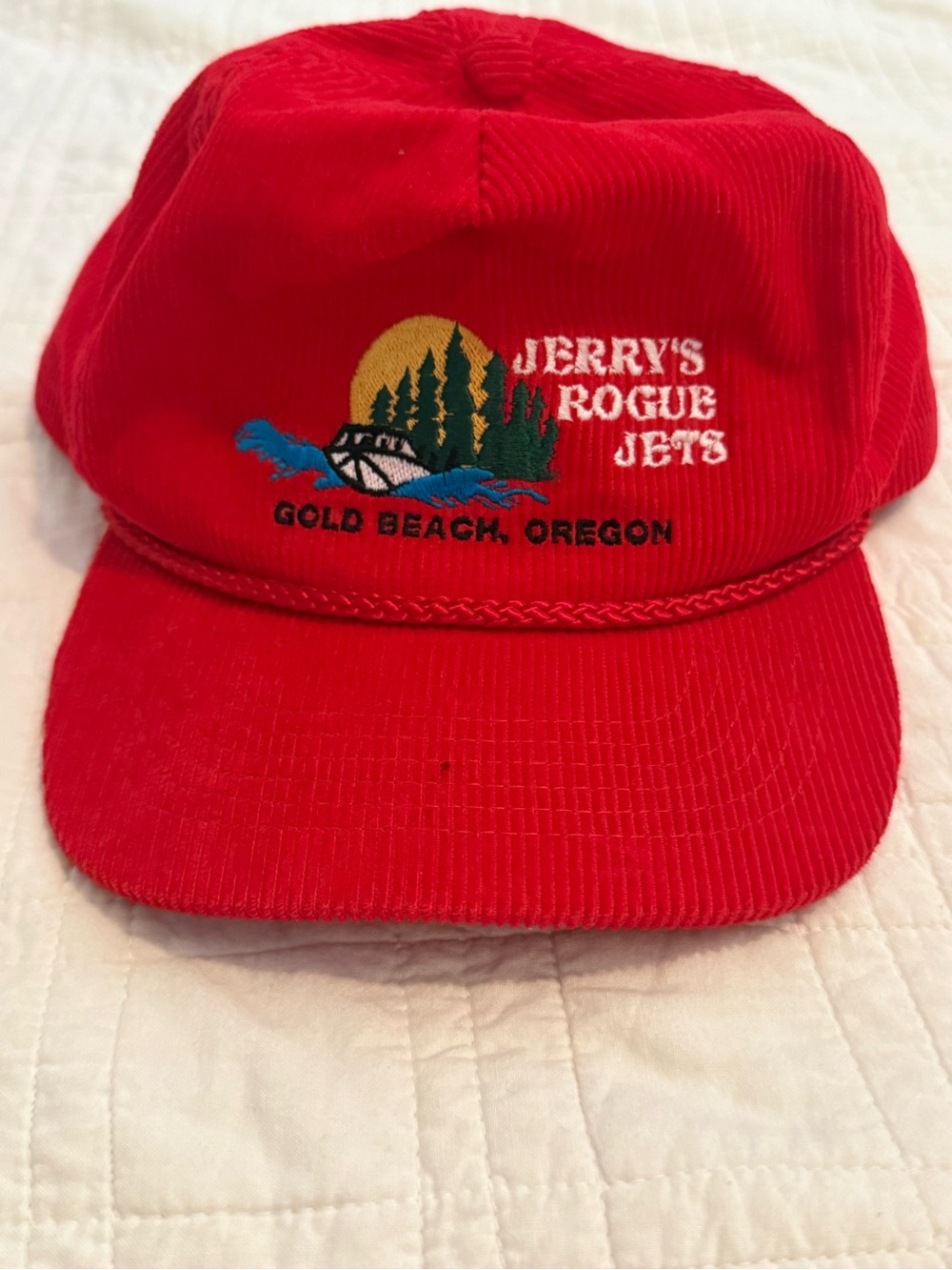 Red Corduroy Hat - Gold Beach Oregon